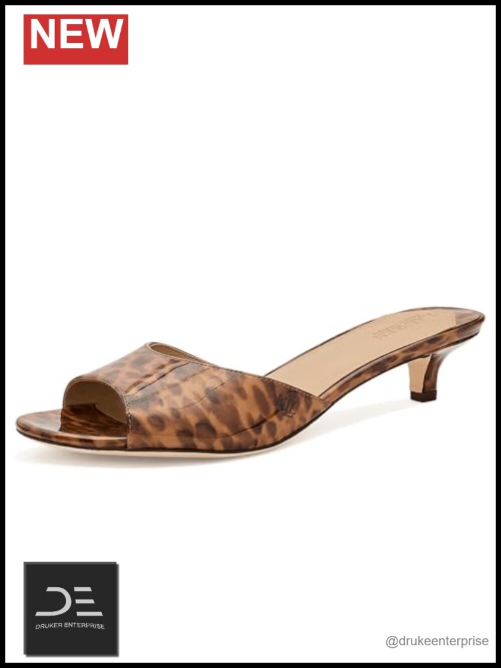 Lauren Ralph Lauren Francesca Tortoiseshell Patent Leather Kitten Heel Mule